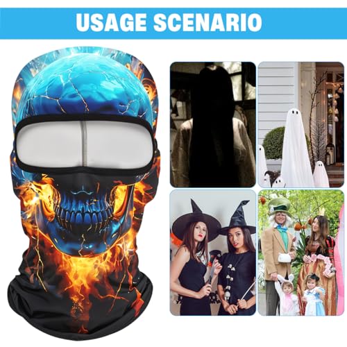 Image of Proberos Riding Face Cover Fun Ghost Face Balaclava Face Mask, for Men Women, UV Protector Full Face Cover, Breathable Cool Spandex Ice Silk Neck Protects from Wind, Sun, Dust Outdoor Activities