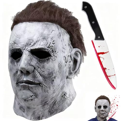 Efymosce Máscara de Michael Myers, máscara de Halloween para adultos, terror cosplay disfarce acessórios (A)