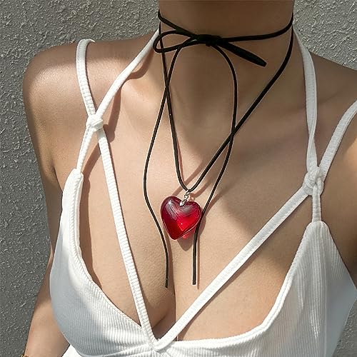 Heart Necklace for Women Adjustable Velvet Chain Love Red Pendant choker necklace Trendy Jewelry2