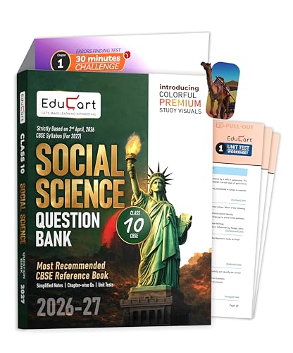Image of Educart CBSE Class 10 Social Science (SST) Question Bank 2026-27 | Chapterwise, Case-Based & Competency-Based Qs | Unit Test Worksheets, Notes & Visuals | NCERT Based CBSE 2027