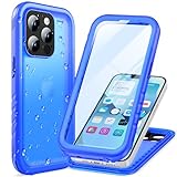 Cozycase iPhone 13 Pro 用 ケース - iPhone 13 Pro 用 防水ケース - 完全防水 防塵 2m 耐衝撃 360度 全面 両面 米軍 カメラ保護 ストラップ付き 海 お風呂 水中撮影 洗濯可能 iPhone 13Pro 用 ケース - 薄型 頑丈 人気 ワイヤレス充電 アイホン13プロ 用 ケース - 軽量 半透明「3眼レフ-6.1インチ-ブルー」