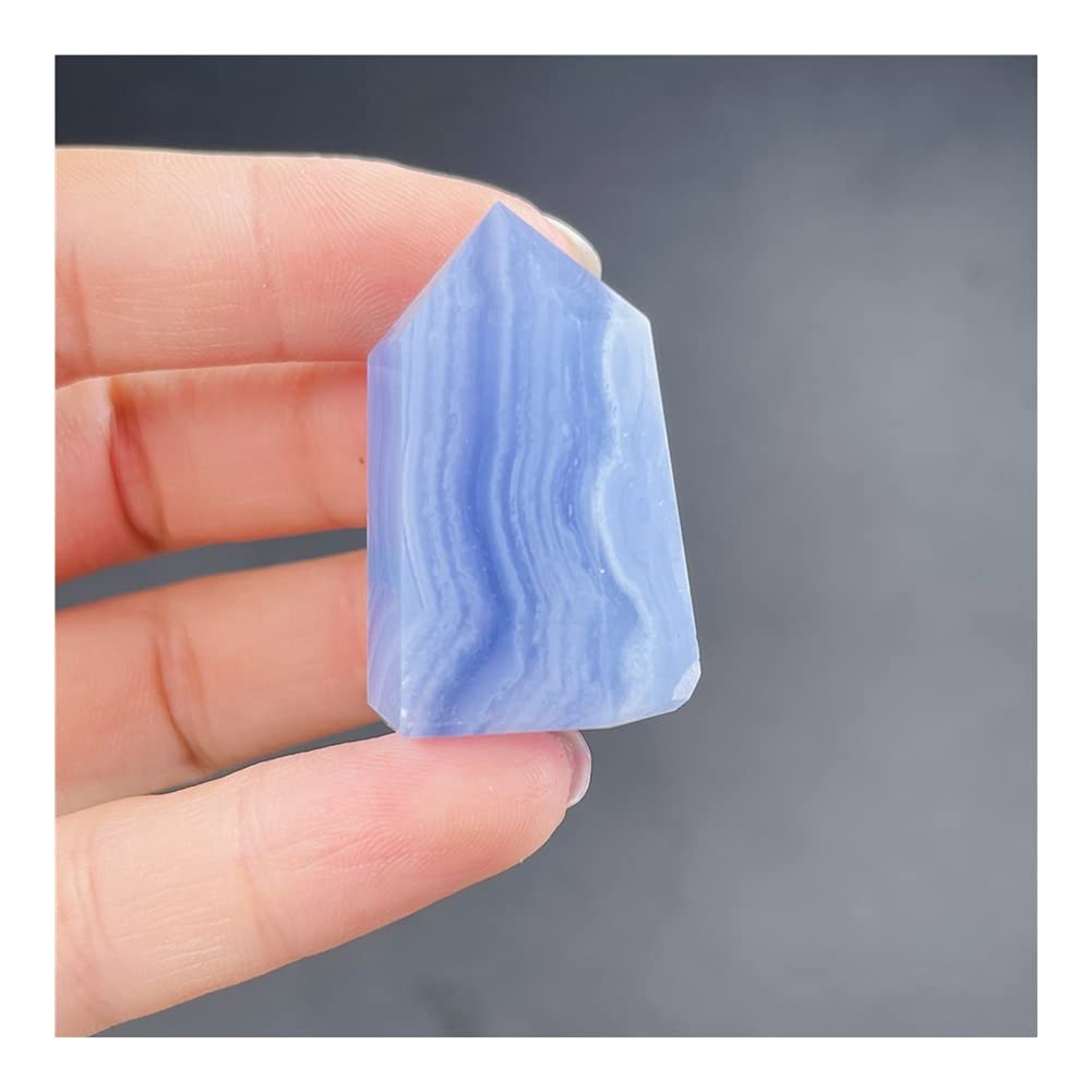 Cristal agate dentelle bleue naturelle, baguette de quartz et pointe minérale de décoration