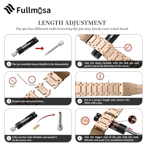 Image of Fullmosa Metal Bands with Case [Watch NOT Included] Compatible with Apple Watch Strap 46mm (Series 10 /11), Steel Apple Watch Band for iWatch Series 10 11,46mm（S11 /10,Rose Gold