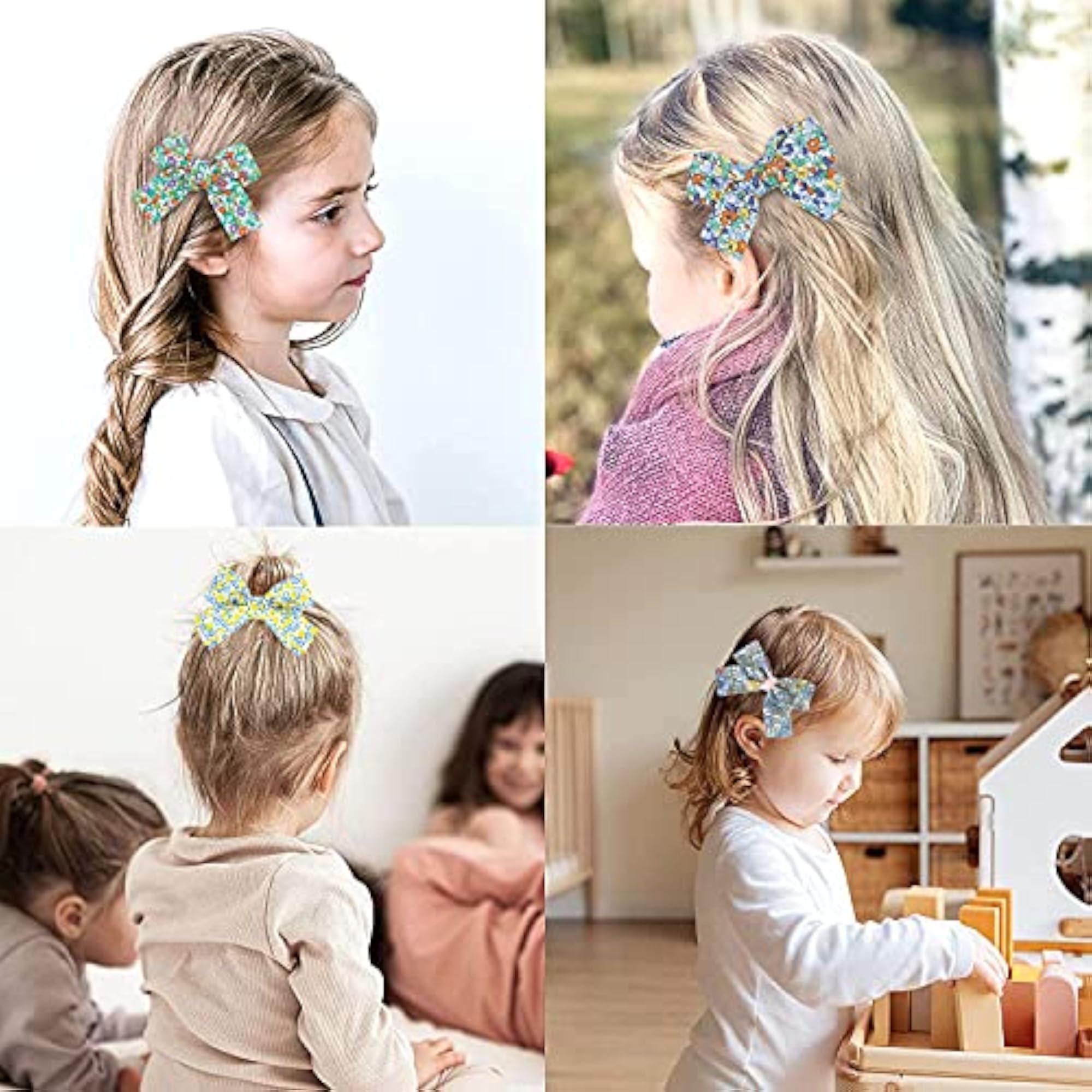 Combo of 13 pcs Printed Bow Hair Clips