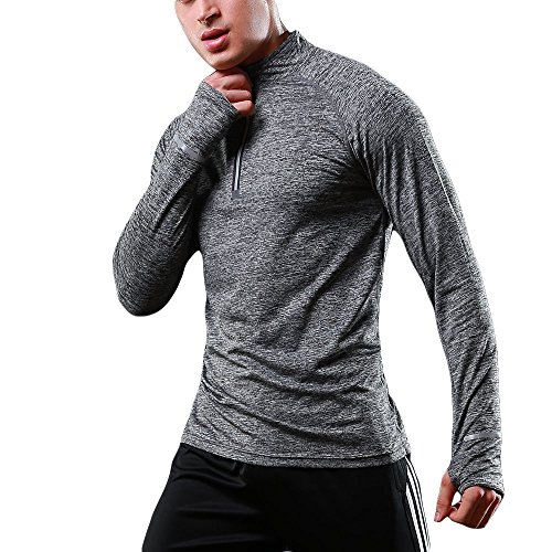 FELiCON Heren T-shirt met Lange Mouwen Sneldrogende Tech Warming-up voor Heren Licht en Ademend Sweatshirt met 1/4-Rits Running Jogging-Top Jacket Basislaag Sportkleding voor Buiten - Image 5