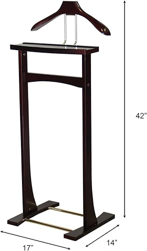 Miniatura 7 de Proman Products Ashton Valet VL36006 - Soporte para traje con bandeja superior, colgador de contorno, barra de pantalones y zapatero, 17 pulgadas de