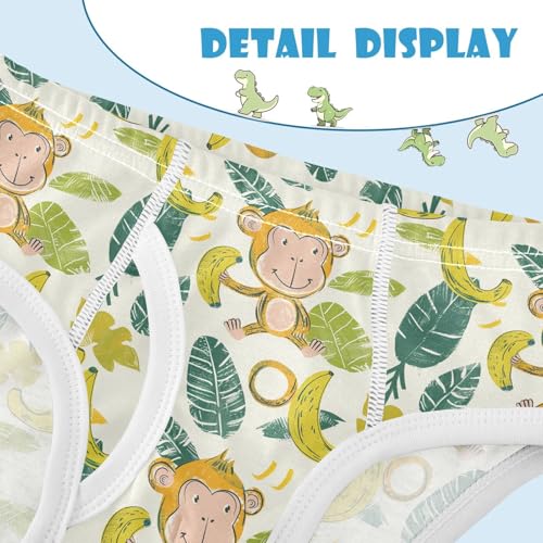 visesunny Boys Potty Training Underwear Funny Banana Monkey Breathe Cotton Briefs Size 2T-8Y for Toddler 5