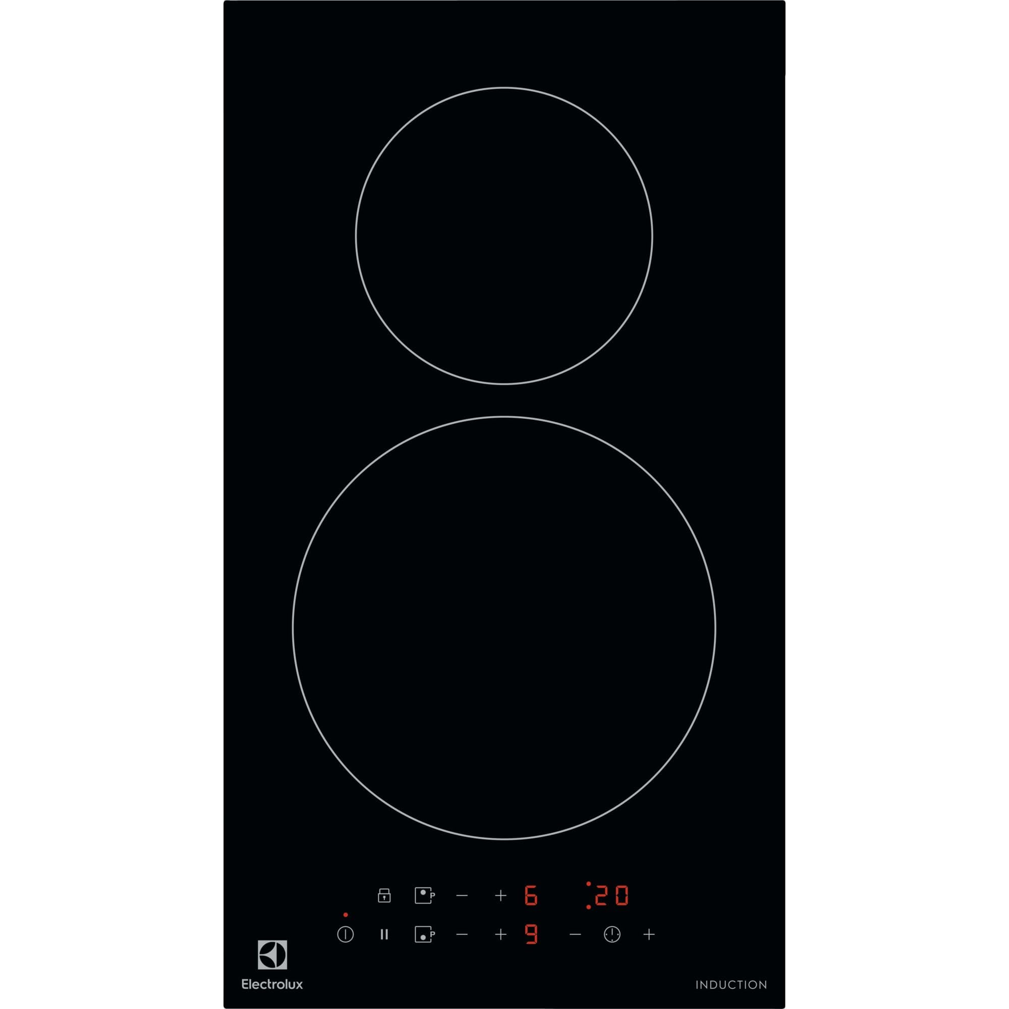 Electrolux Piano Cottura ad Induzione, LIT30230C, Serie 300, 2 Fuochi, 30 cm, Vetroceramica ad induzione, Sistema di installazione facilitata Snap-In,Assorbimento massimo 3,65kW, Nero