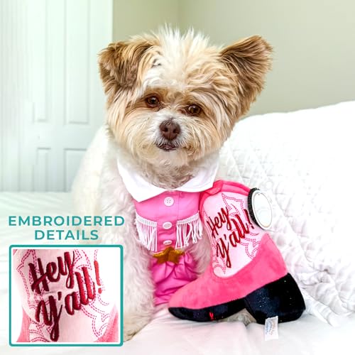 Juguete de peluche para perros zueco vaquero rosa miniatura 5