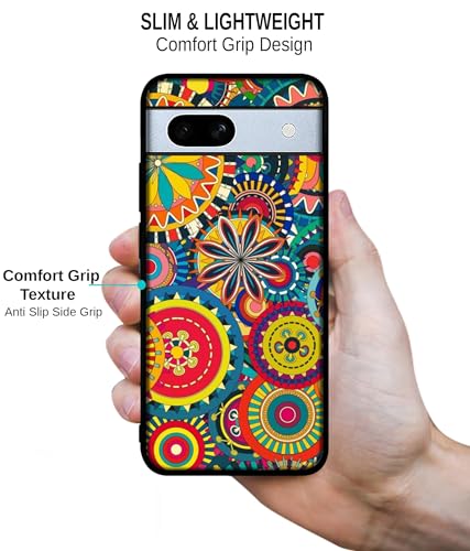Image of Ring Pattern Print Design Premium 2D Printed Metal Back Case Cover for Google Pixel 7A 5G, Multicolor