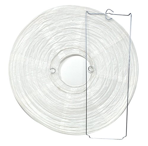 Image of Mudra Crafts 12 Inch Round Chinese White Paper Lanterns Hanging Decor | 10 PCs, Reusable, Indoor Outdoor Decorative Lamp Shade, for Ceiling, Wedding, Shower, Party, Festival, Home Decoration