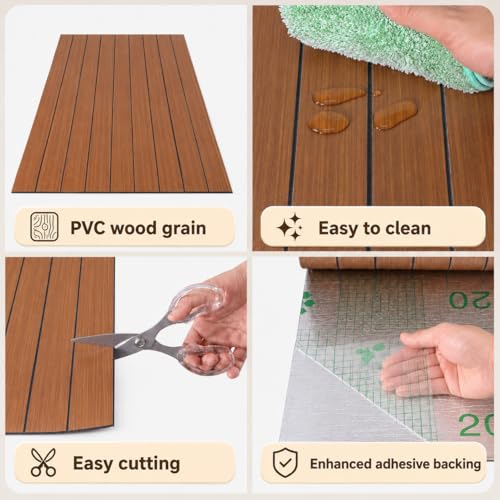 Image of Peel and Stick Wood Slat Wall Panels, Teak, 236 x 15.7 in | 3D Fluted, PVC Paneling for Accent Wall, Ceiling, Living Room, Office, Bedroom