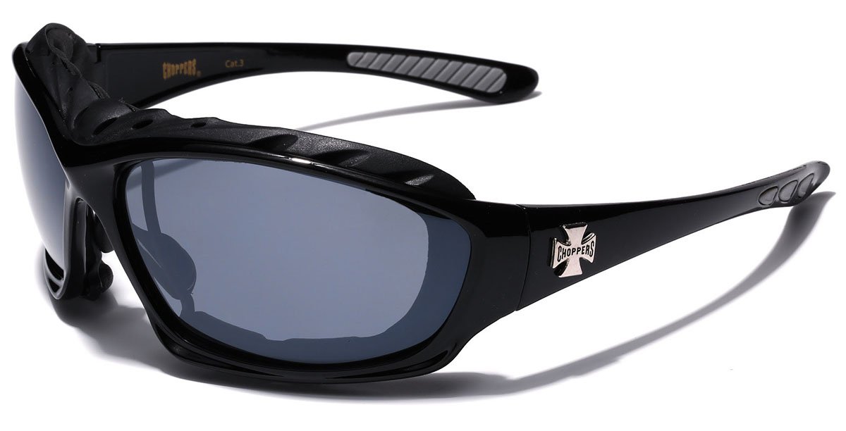 Oversized Choppers Men's Sport Padded Motorcycle Bikers Sunglasses BLACK