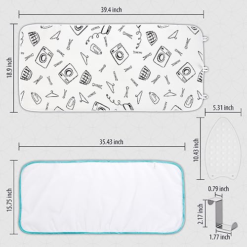 Image of Seiritex Ironing Mat, Portable Ironing Pad 39.4 x 18.9 inch Table Top Iron Board 5 in 1 Travel Ironing Blanket for Washer, Dryer, Counter top, White