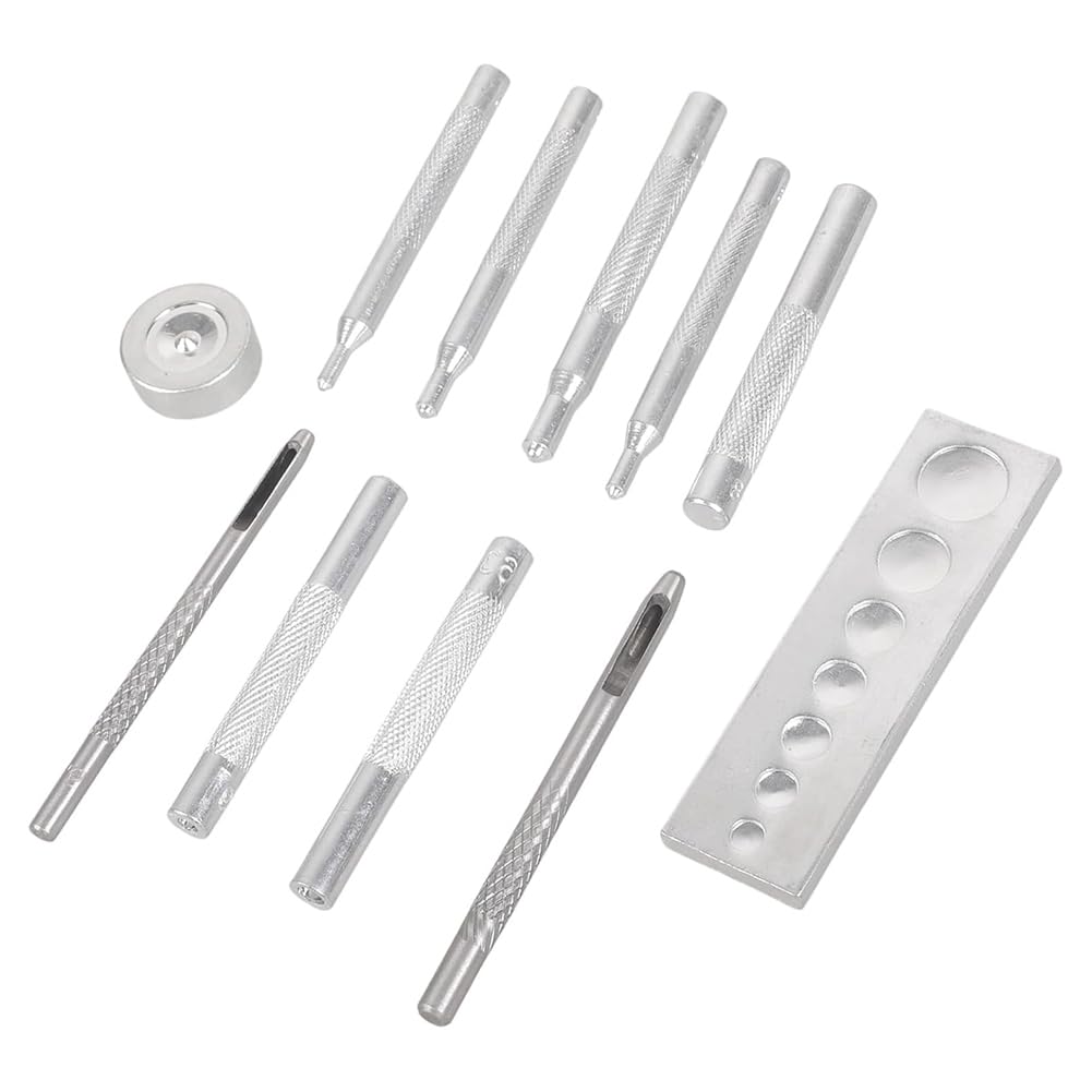 Littimoon 11 Pcs/Set Leathercraft Punched Tool Kit with Base for Crafting Holes in Leather, Canvas, Jackets