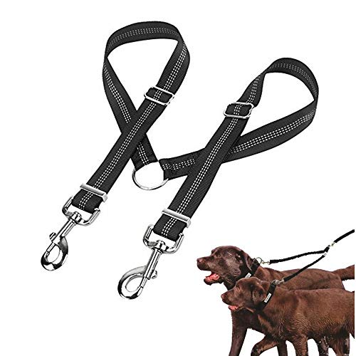 BEROZA 犬用 リード 2頭引きリード ダブルリード 2匹用リード ペット用品 牽引ロープ 反射材料 ナイロン製リード お出かけ用 便利なペット用品