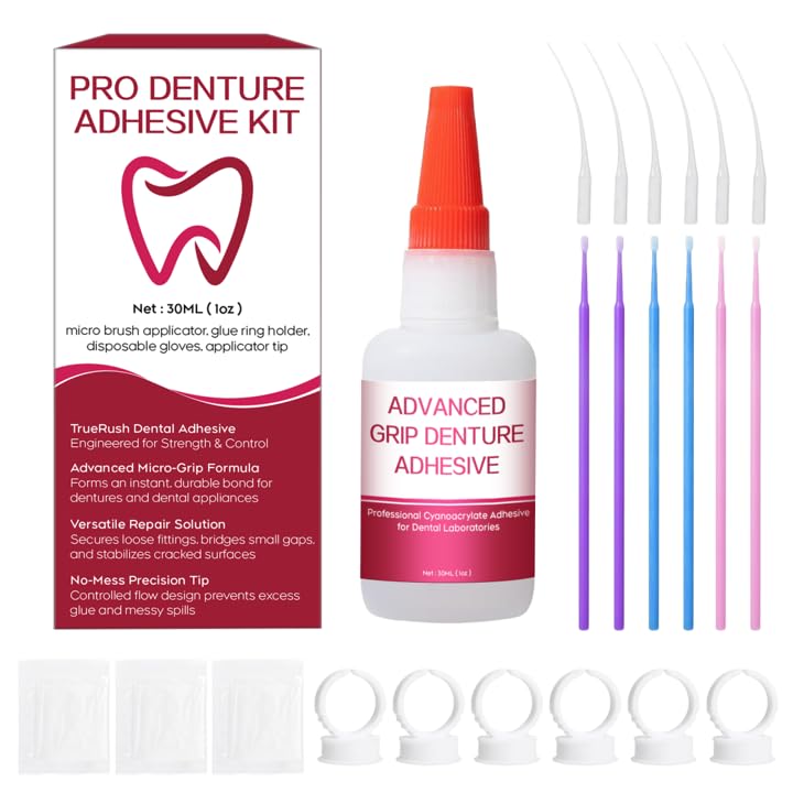 MitreClamp instant bonding glue for dentures