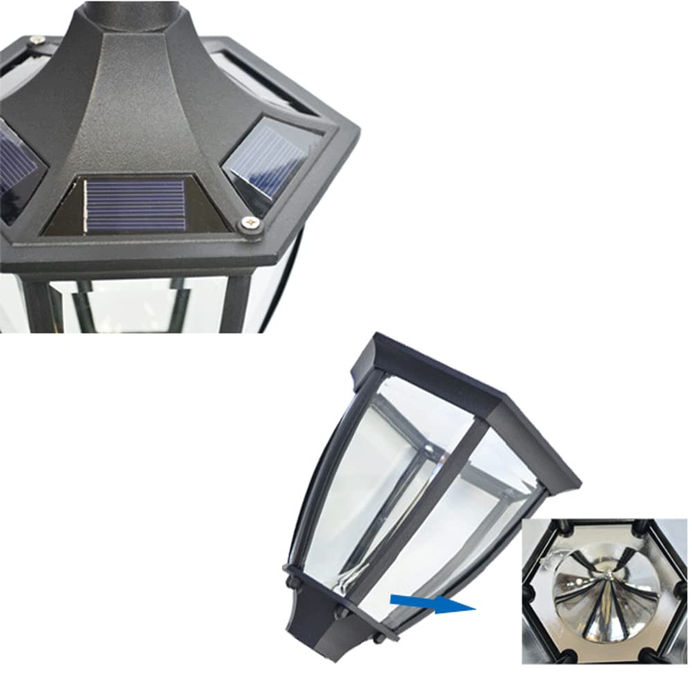 18-calowe zewnętrzne oświetlenie solarne LED, pojedyncze filary europejskie retro z podstawą montażową na molo, wodoszczelna konstrukcja antykorozyjna IP65, odlew aluminiowy lampion tak