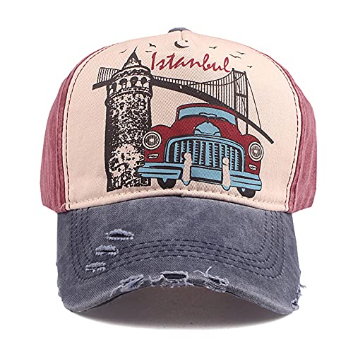 Elwow Men's Distressed Front Cotton Vintage Baseball Trucker Cap Sun Hat2