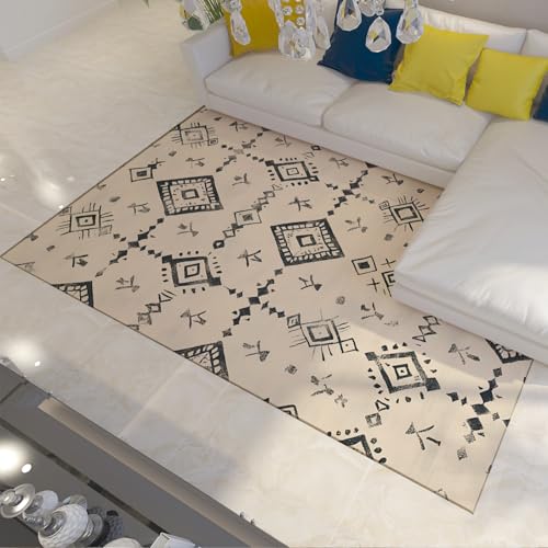 Tapis de cuisine antidérapant beige lavable en machine 100x150