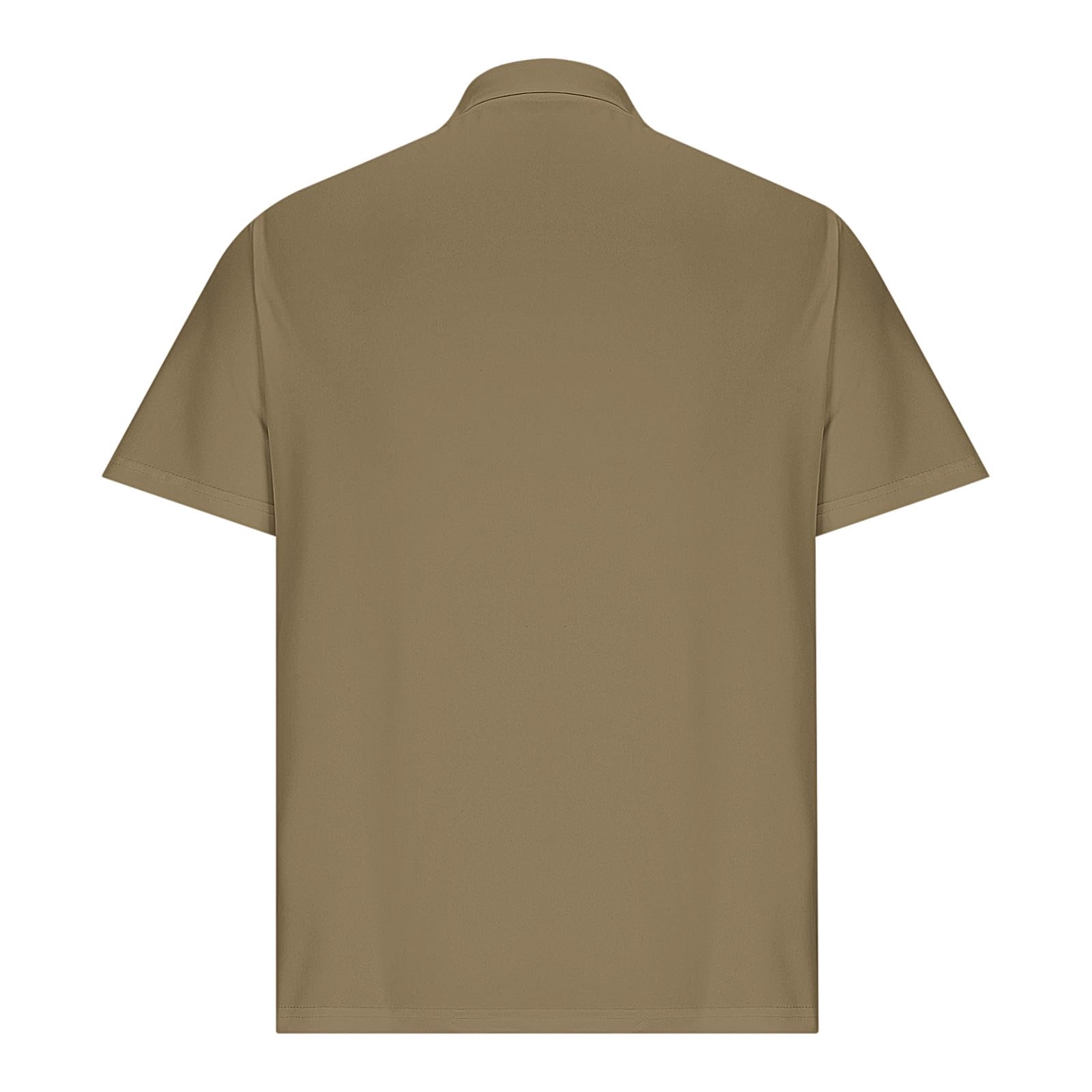 Mens Classic Buttons Shirts Short Sleeve Collared T-Shirt Athletic Slim Fit Pullover Casual Sun Protection Golf Top - 5