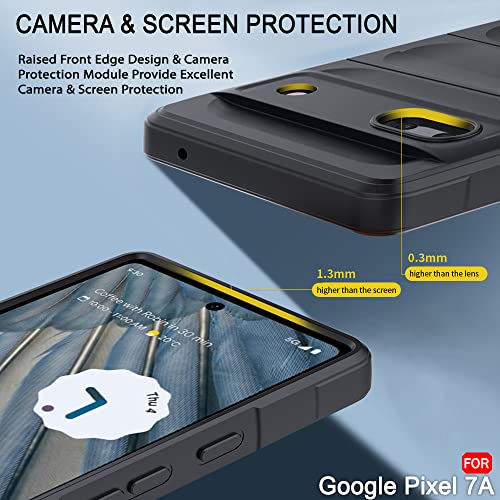 Image of TheGiftKart Liquid Silicon Back Cover Case for Google Pixel 7A | Shockproof Military Grade Protection | Micro-Fibre Cloth On Inner Side | Built-in Anti-Slip Grip Case Cover for Pixel 7A (TPU, Black)