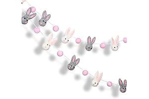 Easter Felt Garland Wool Rabbit Pom Pom Bunny Party Decor