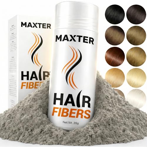 Maxter FIBRAS CAPILARES Gris - Microfibras Capilares de Algodón en Polvo 100% Natural para Disimular Calvicie y Alopecia al Instante - Fibra Capilar Hombre y Mujer - Hair Fibers