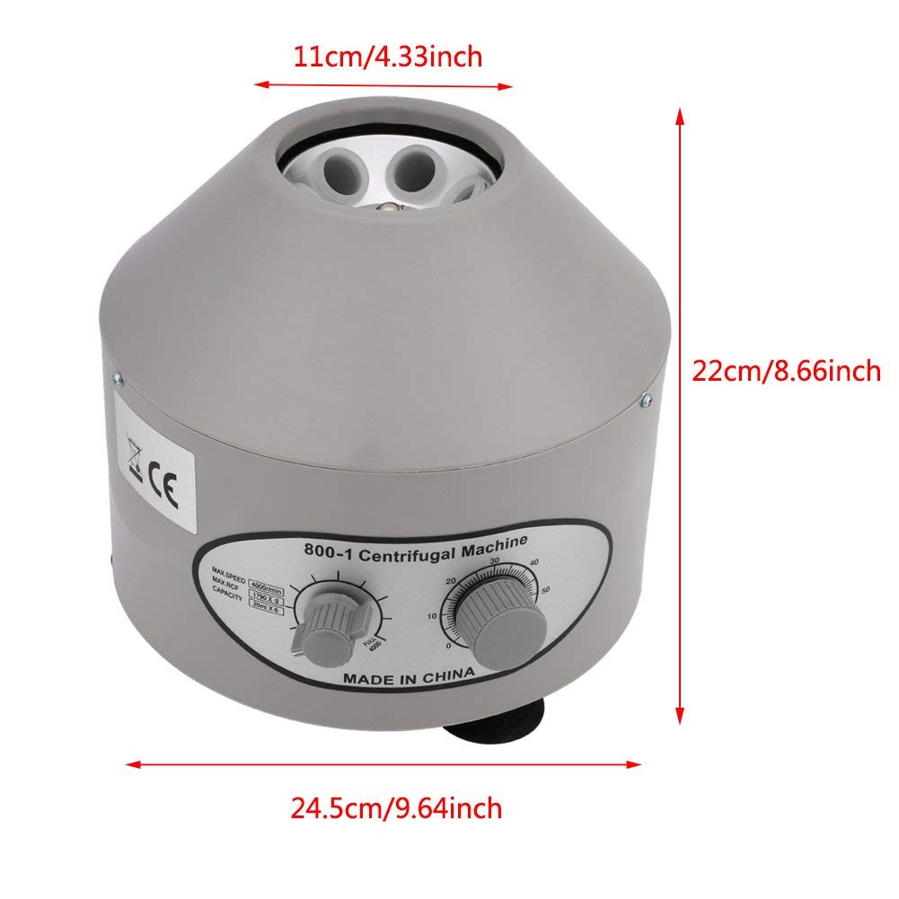 Centrífuga de Laboratorio Eléctrico de Escritorio 0-4000 rpm Temporizador 0-60min con Tubos 6x20ml Enchufe EU
