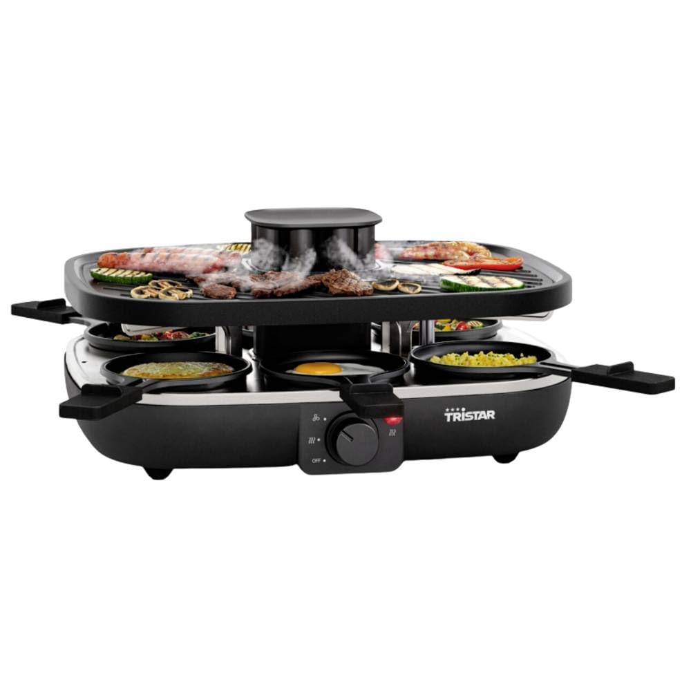 Tristar Raclette Clean Air, 1100 W, Per 6 Persone, Sistema di Filtrazione dell’Aria, Senza Odori, Antiaderente, Senza PFAS, Facile da Pulire, RA-2760