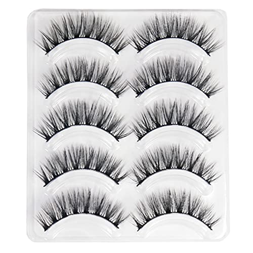 5 Pairs False Eyelashes, Misssix Faux Mink Lashes 3D, Cat Eyes Look Fake Eyelashes Natural Look