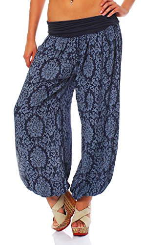 Malito - Damen Pumphose mit Yoga Muster - Haremshose zum Tanzen & Chillen - Lange Aladinhose - Freizeithose 7198 OneSize (dunkelblau) Malito - Damen Pumphose mit Yoga Muster - Haremshose zum Tanzen & Chillen - Lange Aladinhose - Freizeithose 7198 OneSize (dunkelblau)