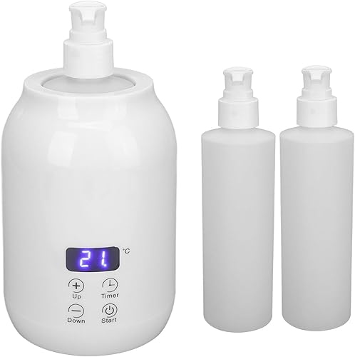 Juego de calentador de aceite de masaje, calentador de botellas de aceite y loción con pantalla LED, control táctil y ajuste de temperatura,