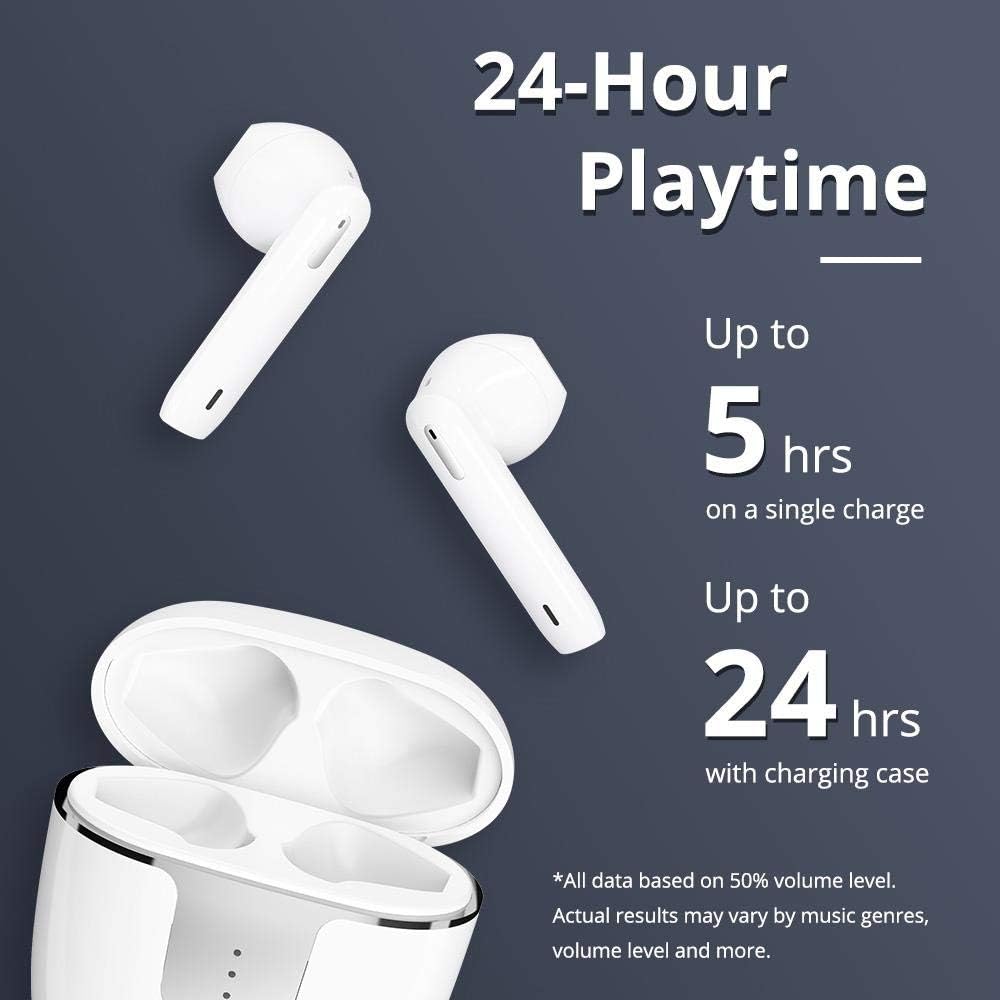 Image showing Tronsmart Onyx Ace earbuds and charging case, illustrating the 24-hour playtime capability.