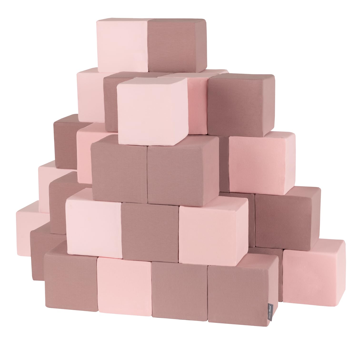 KiddyMoon Soft Foam Building Blocks For Babies & Toddlers, Washable Cotton Zip Cover, 14Cm Cubes, Sensory Toy, 48 Pieces, Cubes: Heather-Pink โ image 1