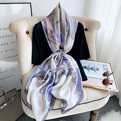 Image of ZDMHSH Fashion Scarves Scarf 100% Silk Feeling Scarf Silk Like Scarves Long Lightweight Sunscreen Shawls for Women