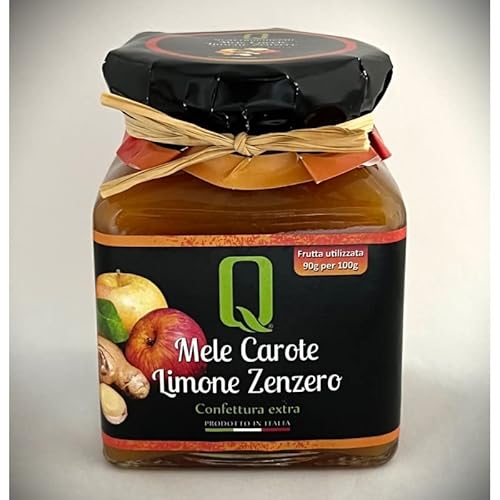 Quattrociocchi extra Premium Apfel Karotte Zitrone Ingwer Konfitüre, 350g - Extra hoher Fruchtanteil - 90g Apfel Karotte Zitrone Ingwer auf 100g Marmelade - Premium Qualität aus Italien Cover
