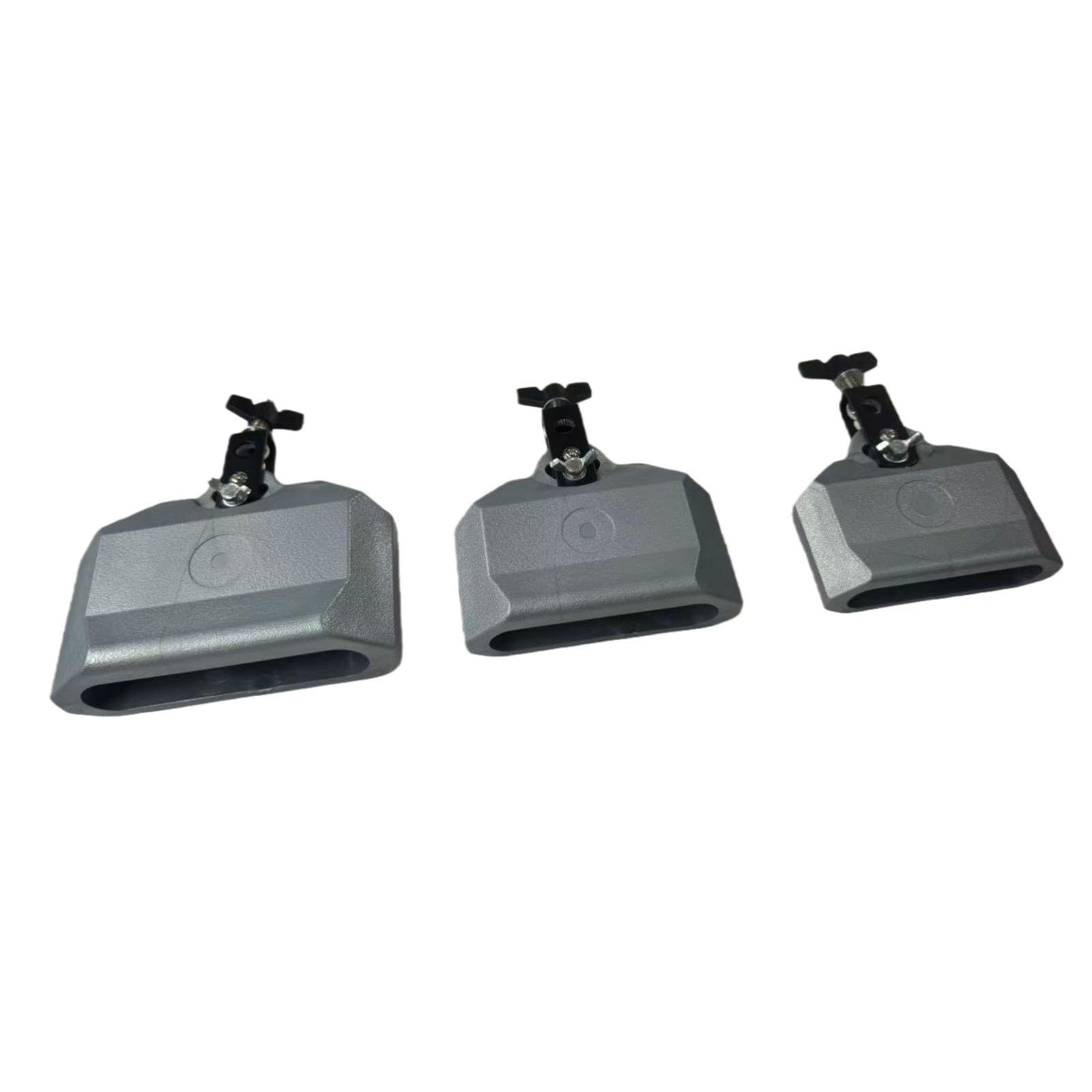 F Fityle Set di blocchi per percussioni musicali con campanaccio da 4", 5" e 6" con supporto per batteria, per esibizioni in festival, Grigio