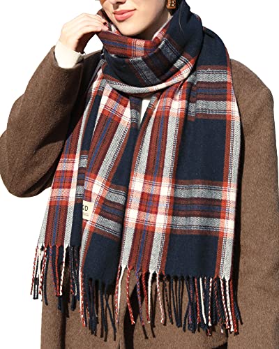 Women's Winter Scarf Large Warm Shawl Classic Tassel Plaid Oversized Scarves Thick Wraps