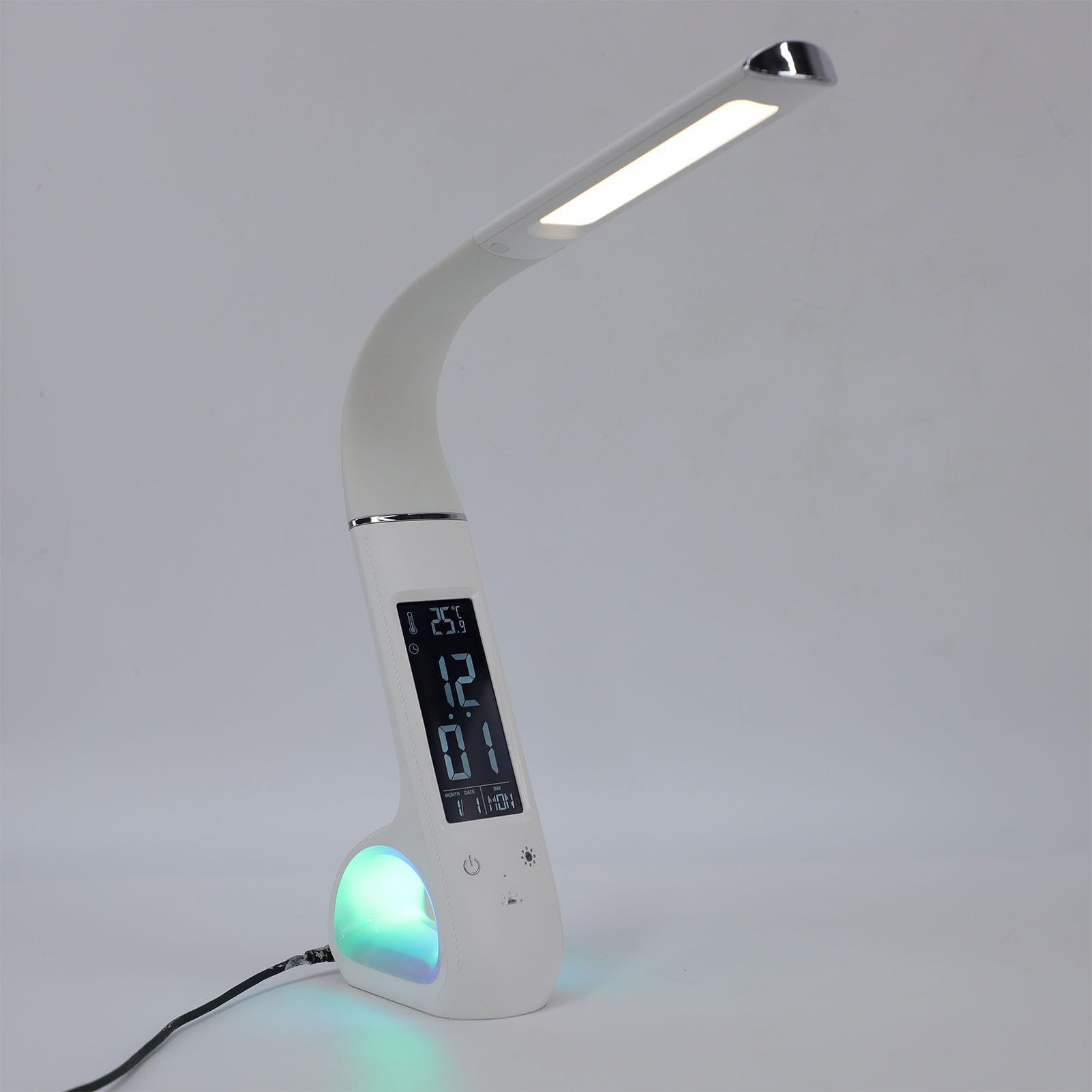 GOWENIC LED-Schreibtischlampe, Einstellbare Farbtemperatur, Augenschutz für Büroarbeit, Studium, Entspannung, mit VA-Display (WHITE)