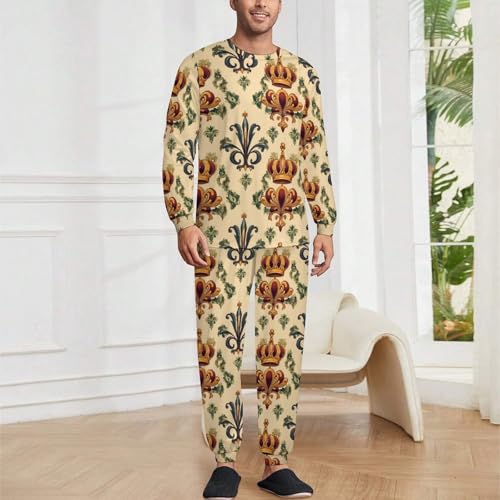 Crowns And Fleur-de-Lis Pajama Set Long Sleeve Lounge Sets Sleepwear 2 Pjs Nightwear for Men Women2