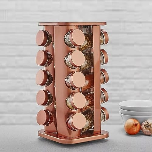 PORTA TEMPEROS CONDIMENTOS ARREDONDADO AÇO INOX 20 POTES (Ouro Luxo)