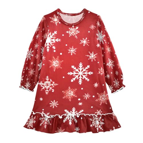 Bolaz Nightgowns Sleepwear Lightweight Nightdress Soft Pajamas Dress Christmas Snowflakes for 3-10 Years