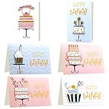 Birthday Cards, Handmade Birthday Cards, Three-dimensional Gold Foil Decorative Cake Pattern Overlay...