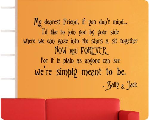 Calcomanía de pared de 36 pulgadas con texto en inglés «Nightmare Before Christmas We're Simply Meant to Be Jack Sally Skellington», mural