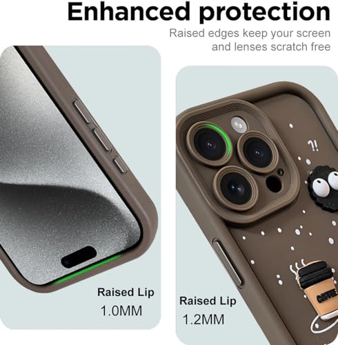 Image of SHINESTAR Back Cover for iPhone 15 Pro Max - 3D Cartoon Coffee & Eyes Design | Soft Silicone Shockproof Case with Full Camera Protection | Cute & Playful Phone Cover - Brown