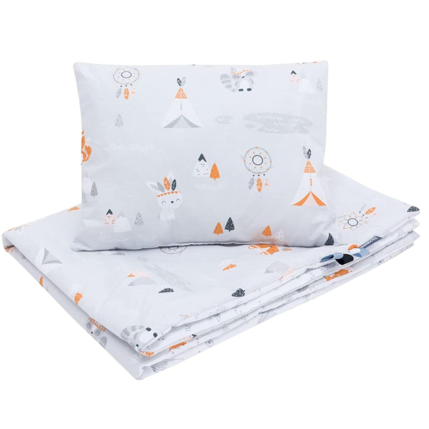Bellochi Wielofunkcyjny zestaw koca niemowlęcego – dwustronna pościel dla niemowląt 75 x 100 cm i poduszka 30 x 40 cm – ze 100% bawełny – certyfikat Öko-Tex – Apanatschi