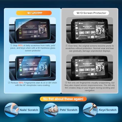 Image of LFOTPP Tempered Glass Screen Protector 7 Inch for Mazda Mazda 3(2014-2016) | CX-3(2016-2021),MX-5 Miata(2016-2023),F i a t 124 Spider(2017-2020),Toyo t a Yaris(2018-2020) Accessories