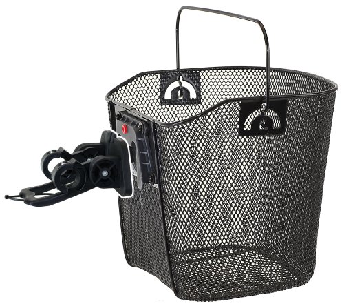 M-Wave Wire Bicycle Basket with Clip-on Bracket Black, 35x25x25/22 cm