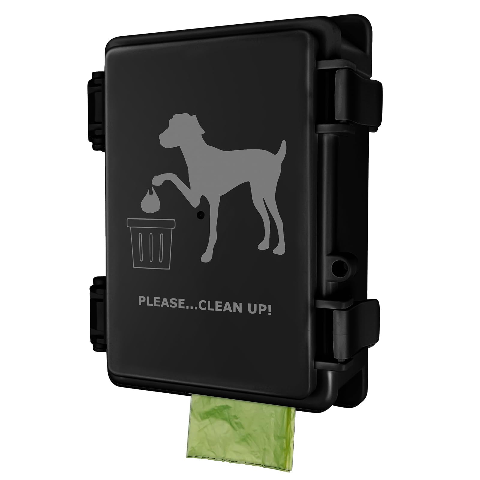 Photo 1 of Dog Poop Bag Dispenser Wall Mounted Waterproof Outdoor Pet Waste Bags Dispenser Station with Cute Doggie Poo Images Post, Pole, Fence Mountable fits Home, Porch, Patio, Yard?black,only dispenser)